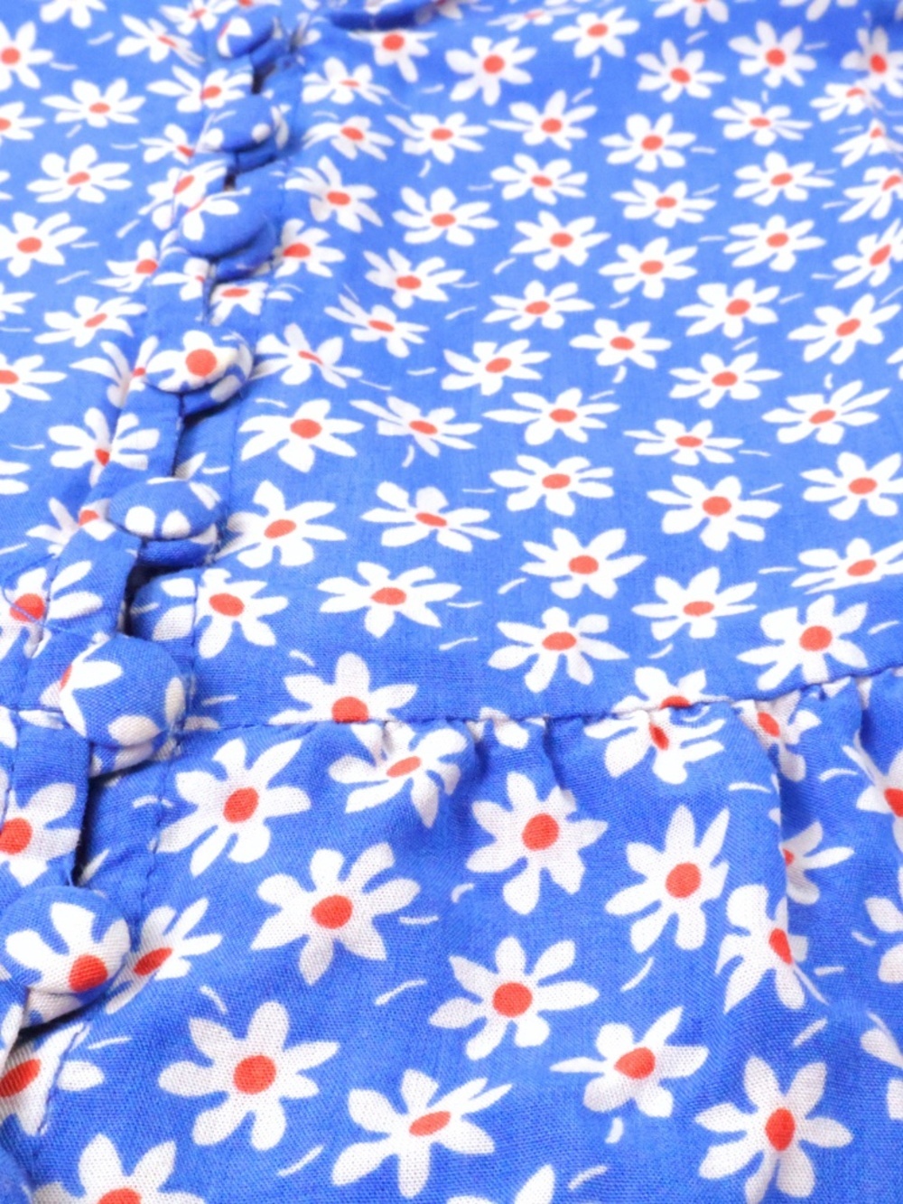Madewell Blue Daisy Floral Tank Top Size 2 Tie Shoulder Peplum Blouse - Picture 5 of 8